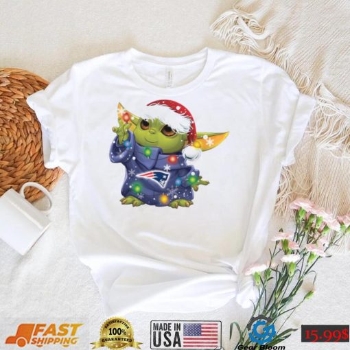 Santa Baby Yoda England Patriots Light Christmas Shirt