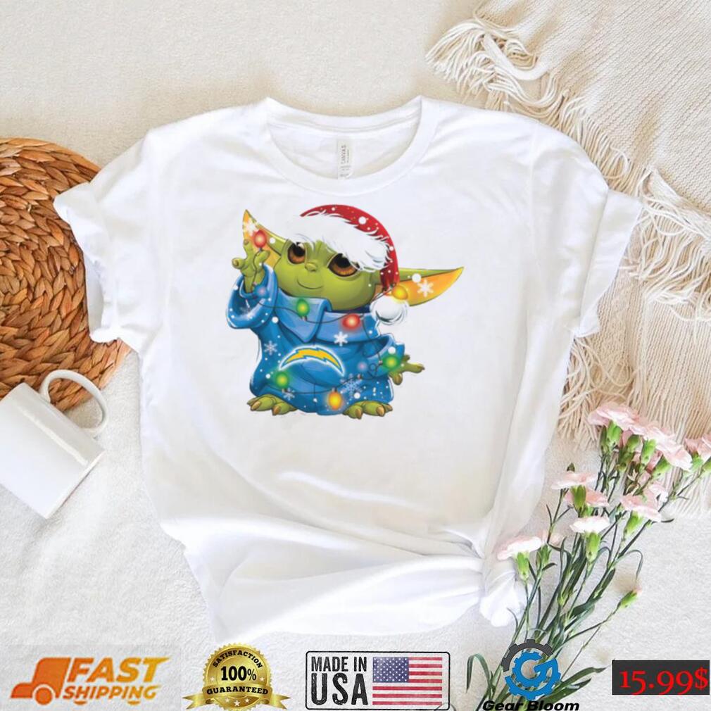 Santa Baby Yoda Los Angeles Chargers Light Christmas Shirt