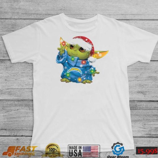 Santa Baby Yoda Los Angeles Chargers Light Christmas Shirt