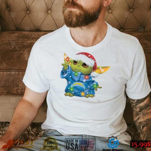 Santa Baby Yoda Los Angeles Chargers Light Christmas Shirt