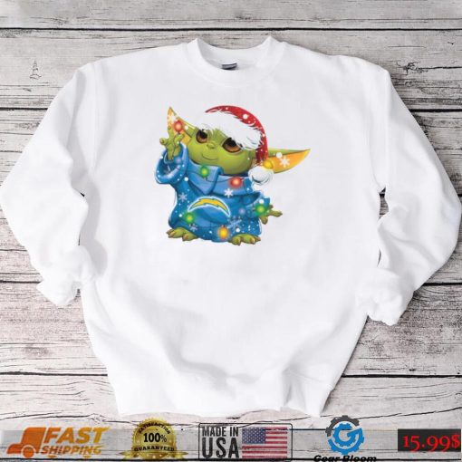 Santa Baby Yoda Los Angeles Chargers Light Christmas Shirt