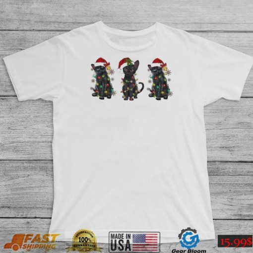 Santa Black Cats Light Christmas Shirt