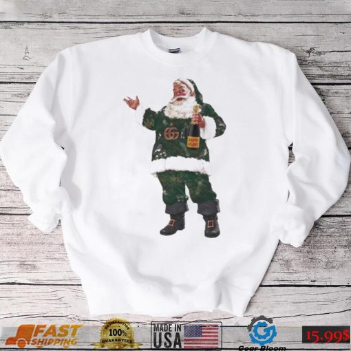 Santa Champagne Bottle Christmas Shirt