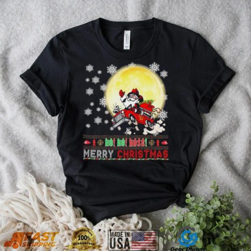 Santa Claus Driving Car Ho Ho Ho Merry Christmas Ugly Shirt