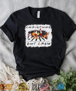 Santa Claus Snowman Elf And Reindeers Abbey Road Christmas EMT Crew Shirt