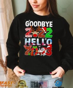 Santa Claus and Reindeer Goodbye 2022 hello 2023 christmas light sweater