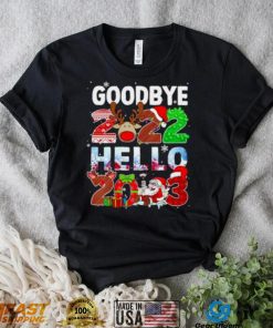 Santa Claus and Reindeer Goodbye 2022 hello 2023 christmas light sweater