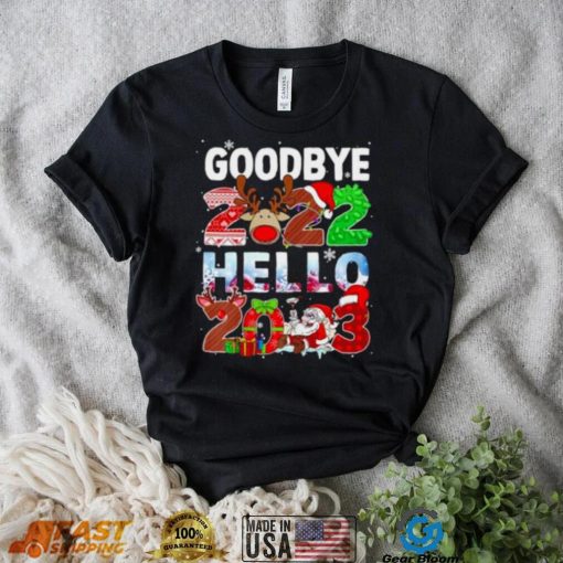 Santa Claus and Reindeer Goodbye 2022 hello 2023 christmas light sweater