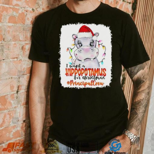 Santa Hoppo I Want A Hippopotamus For Christmas principal Crew Light Shirt