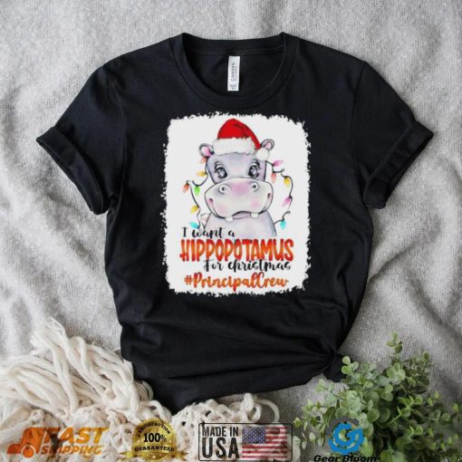 Santa Hoppo I Want A Hippopotamus For Christmas principal Crew Light Shirt