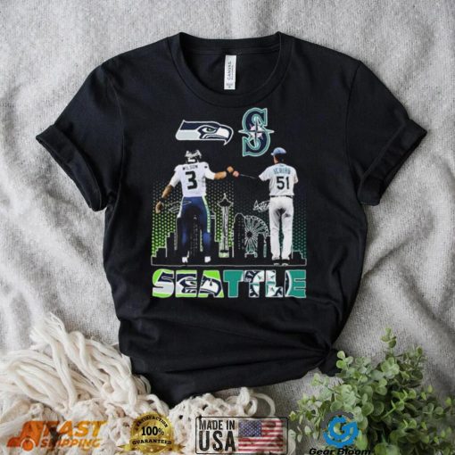 Seattle City Sports Russell Wilson And Ichiro Suzuki Signatures Shirt