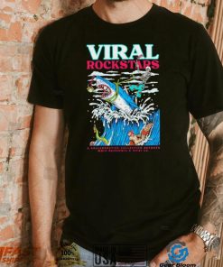 Skeleton riding shark viral Rockstars shirt