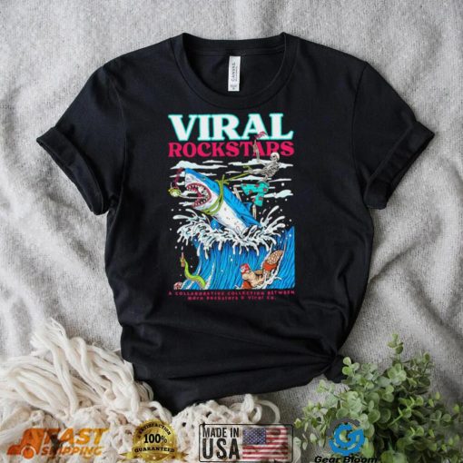 Skeleton riding shark viral Rockstars shirt