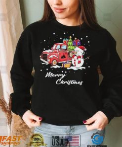 Snowman Red Car Merry Christmas Shirt