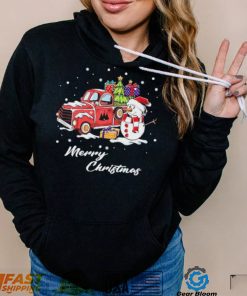 Snowman Red Car Merry Christmas Shirt