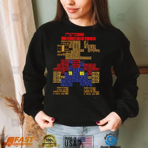 Super Mario Bros searching for Princesses in Castles since 1985 retro game shirt