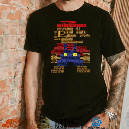 Super Mario Bros searching for Princesses in Castles since 1985 retro game shirt