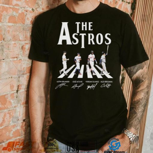 The Astros Justin Verlander Jose Altuve Yordan Alvarez And Alex Bregman Abbey Road Signatures Shirt