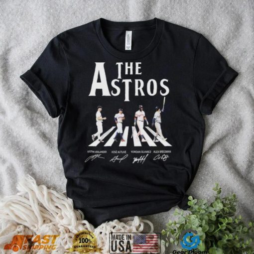 The Astros Justin Verlander Jose Altuve Yordan Alvarez And Alex Bregman Abbey Road Signatures Shirt