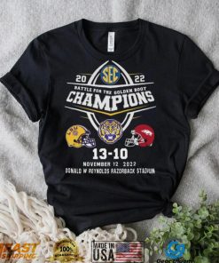 The Battle For The Golden Boot 2022 Champions LSU Tigers 13 10 Arkansas Razorbacks Shirt