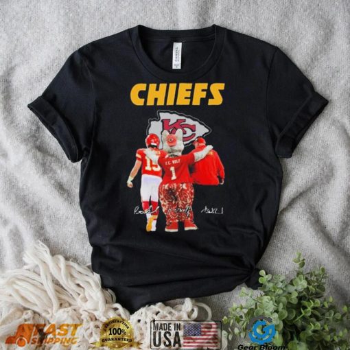 The Chiefs Kc Wolf Patrick Mahomes II And Andy Reid Signatures Shirt