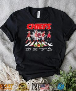 The Chiefs Patrick Mahomes Travis Kelce Clyde Edwards Helaire And Andy Reid Abbey Road Signatures Christmas Shirt