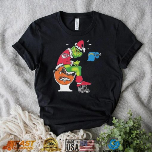 The Grinch Kansas City Chiefs Shit On Toilet Denver Broncos Other Teams Oakland Raiders Christmas 2022 Shirt