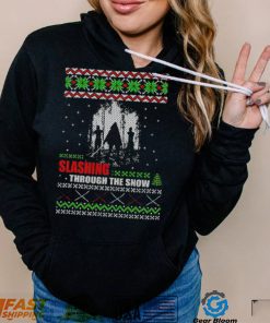 The Walking Dead Michonne slashing through the snow ugly Christmas shirt