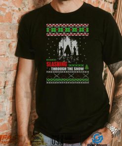 The Walking Dead Michonne slashing through the snow ugly Christmas shirt