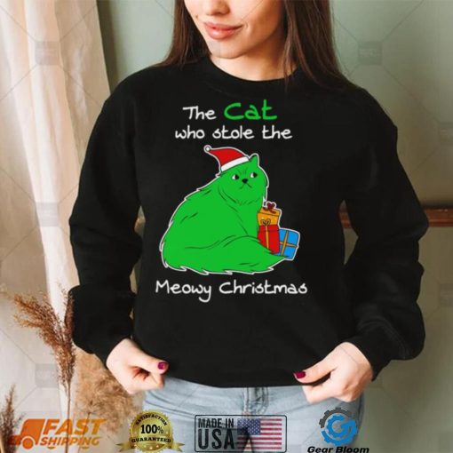 The cat who stole the Meowy Christmas shirt