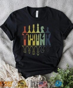 Think Retro Chess Pieces Player Gifts Chess Coach T Shirt