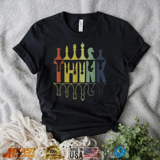 Think Retro Chess Pieces Player Gifts Chess Coach T Shirt