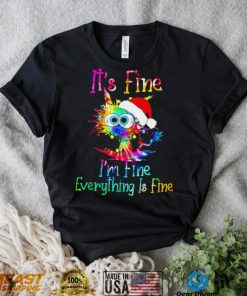 Tie Dye cat Santa hat it’s fine everything is fine shirt