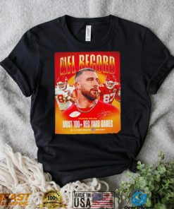 Travis Kelce Kansas City Chiefs NFL record most 100 Rec Yard games poster signature shirt