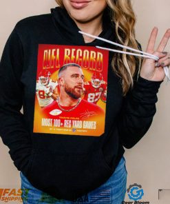 Travis Kelce Kansas City Chiefs NFL record most 100 Rec Yard games poster signature shirt