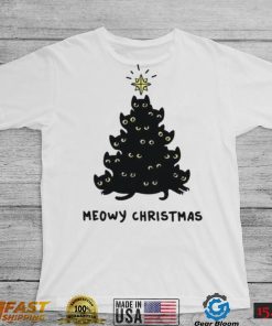 Tree Black Cat Meowy Christmas Shirt