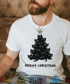 Tree Black Cat Meowy Christmas Shirt