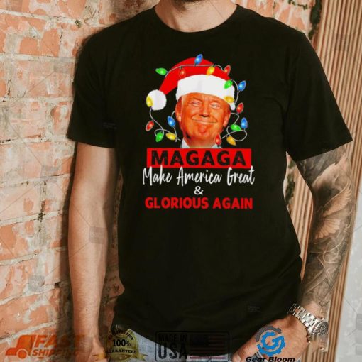 Trump 2024 magaga make America great and glorious again Christmas Lights shirt