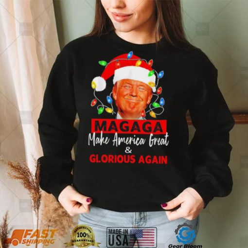 Trump 2024 magaga make America great and glorious again Christmas Lights shirt