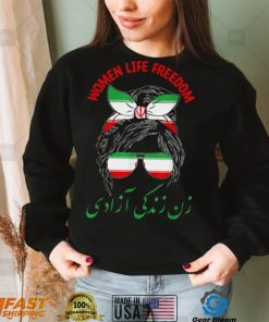 Women Life Freedom Messy Bun Cute Iranian Flag New Design T Shirt