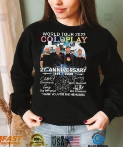 World Tour 2023 Coldplay 27th Anniversary 1996 2023 Thank You For The Memories Signatures Shirt