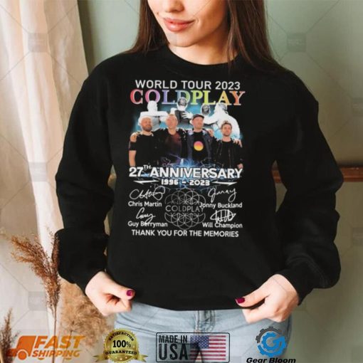 World Tour 2023 Coldplay 27th Anniversary 1996 2023 Thank You For The Memories Signatures Shirt