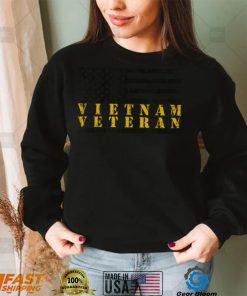 Yellow Text Distressed American Flag Vietnam Veteran New Design T Shirt