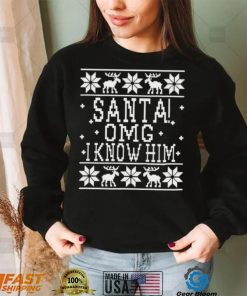 OMG Santa I Know Him Wood background Elf Christmas Shirt