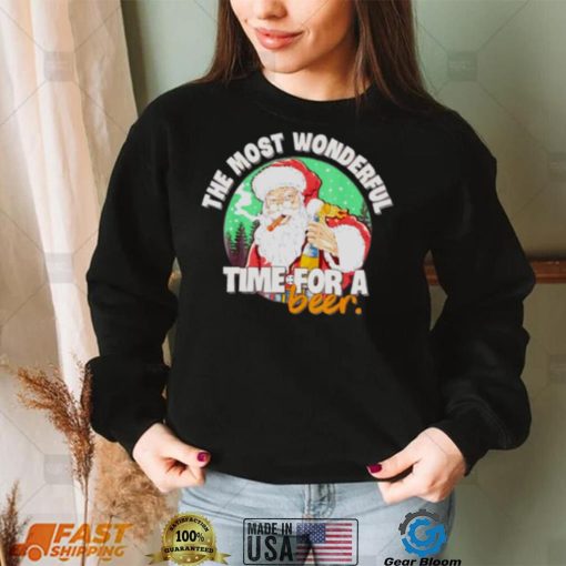 the most wonderful Christmas time for a beer naughty Santa shirt