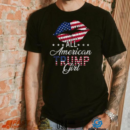 All American Trump Girl Usa Flag Lips Gop Vote 2024 Shirt