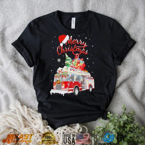 Awesome Firetruck Santa Sleigh Christmas Firefighter Shirt