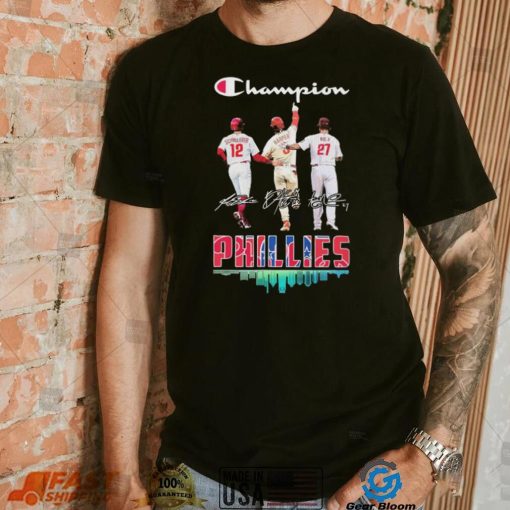 Champion Kyle Schwarber Bryce Harper And Aaron Nola Philadelphia Phillies Signatures Shirt