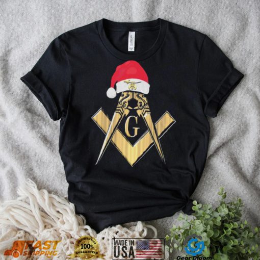 Christmas Santa Hat Red Holiday Square Compas Shirt