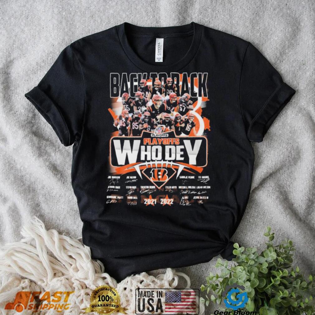 Cincinnati Bengals Back To Back 2021 2022 NFL Playoffs Who Dey Signatures Shirt Cincinnati Bengals Back To Back 2021 2022 NFL Playoffs Who Dey Signatures Shirt